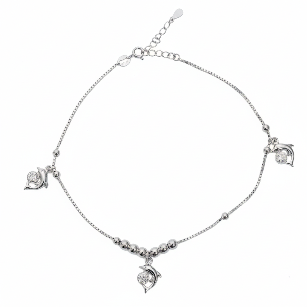 Silver Cute Dolphin wandering Anklet for her