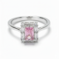 Silver Radiant Pink Statement Ring For Her