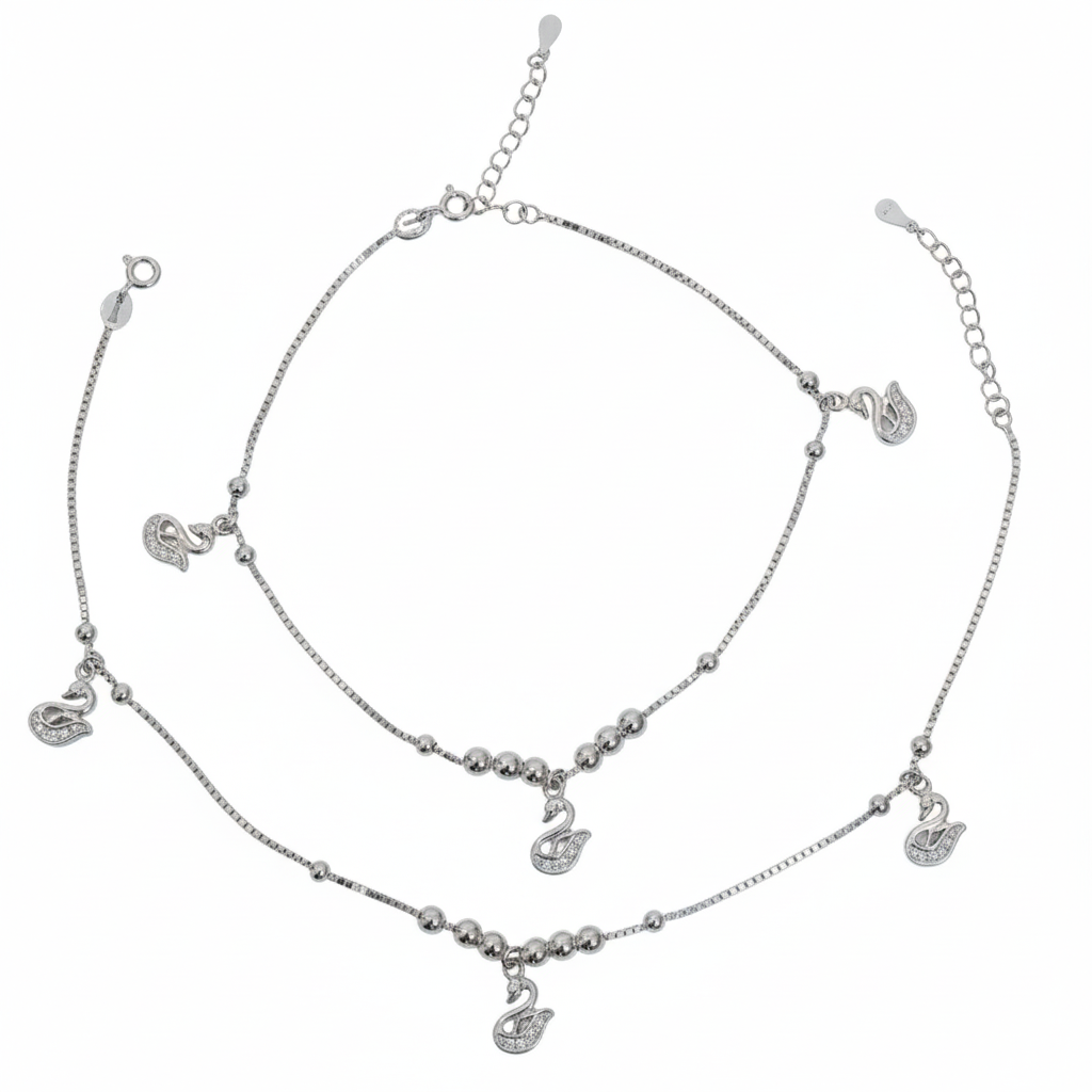 Silver Graceful Swan Anklet for her