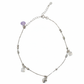 Silver Lilac crytal and heart Charm Anklet for her