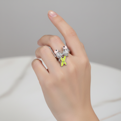 Silver Lovebirds (parrot) sterling silver ring