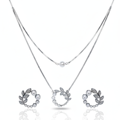 Silver Luminous Pearl Pendant Set