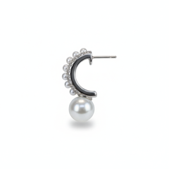 Silver Pearl studs Half Bali Earrings