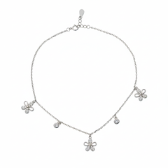 Silver Floral Charm anklet for her
