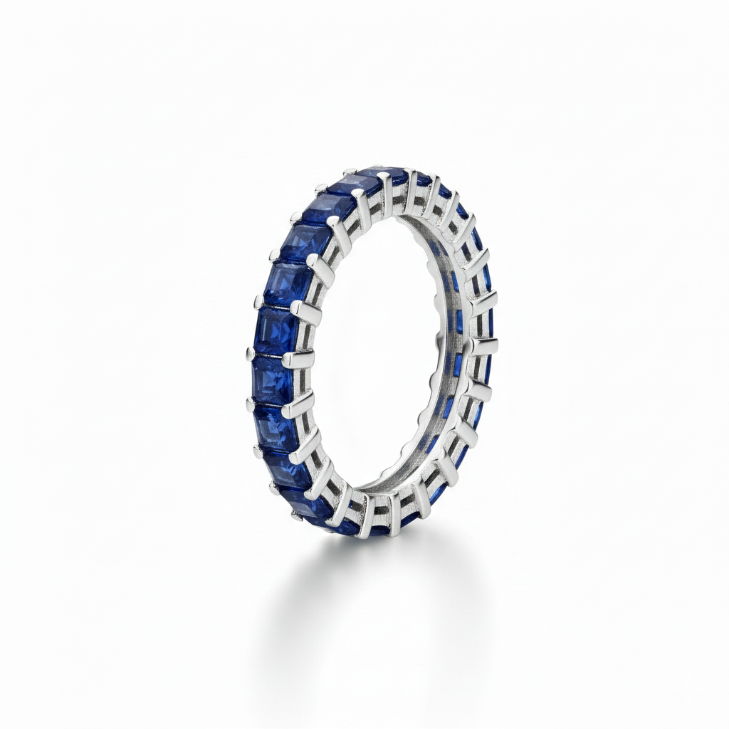 Silver Blue Crimson & Crystal Statement Band For Her