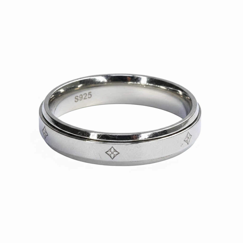 Silver Aesthetic Spinner Band ring for him