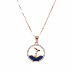 Rose Gold Coastal Whale Tail Pendant