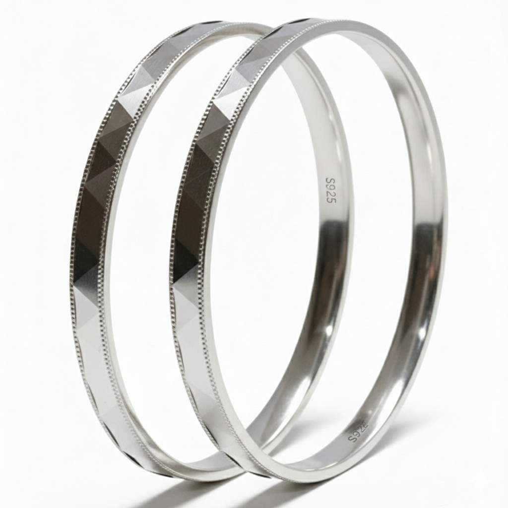 925 Sterling Silver Kids' Prism-Cut Bangles