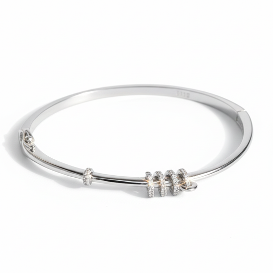 Silver Pave Coil Bracelet For Her