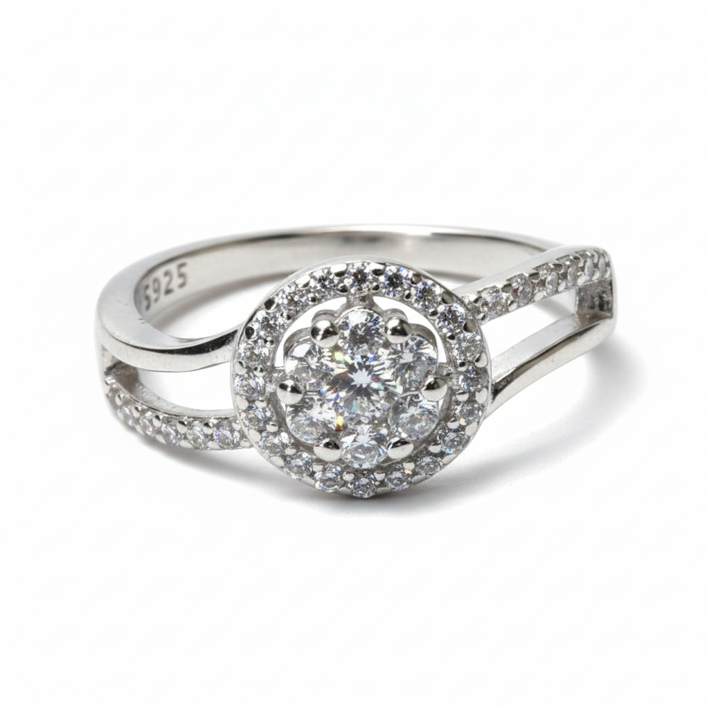 Silver Elegant Split CZ Ring For Her