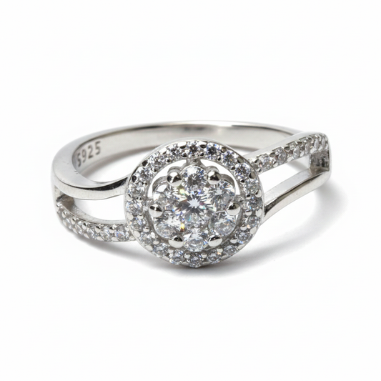 Silver Elegant Split CZ Ring For Her