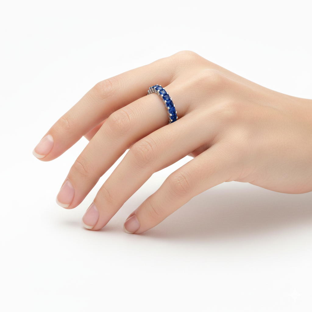 Silver Blue Crimson & Crystal Statement Band For Her