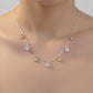 Silver Oval yellow and White stone charms Necklace