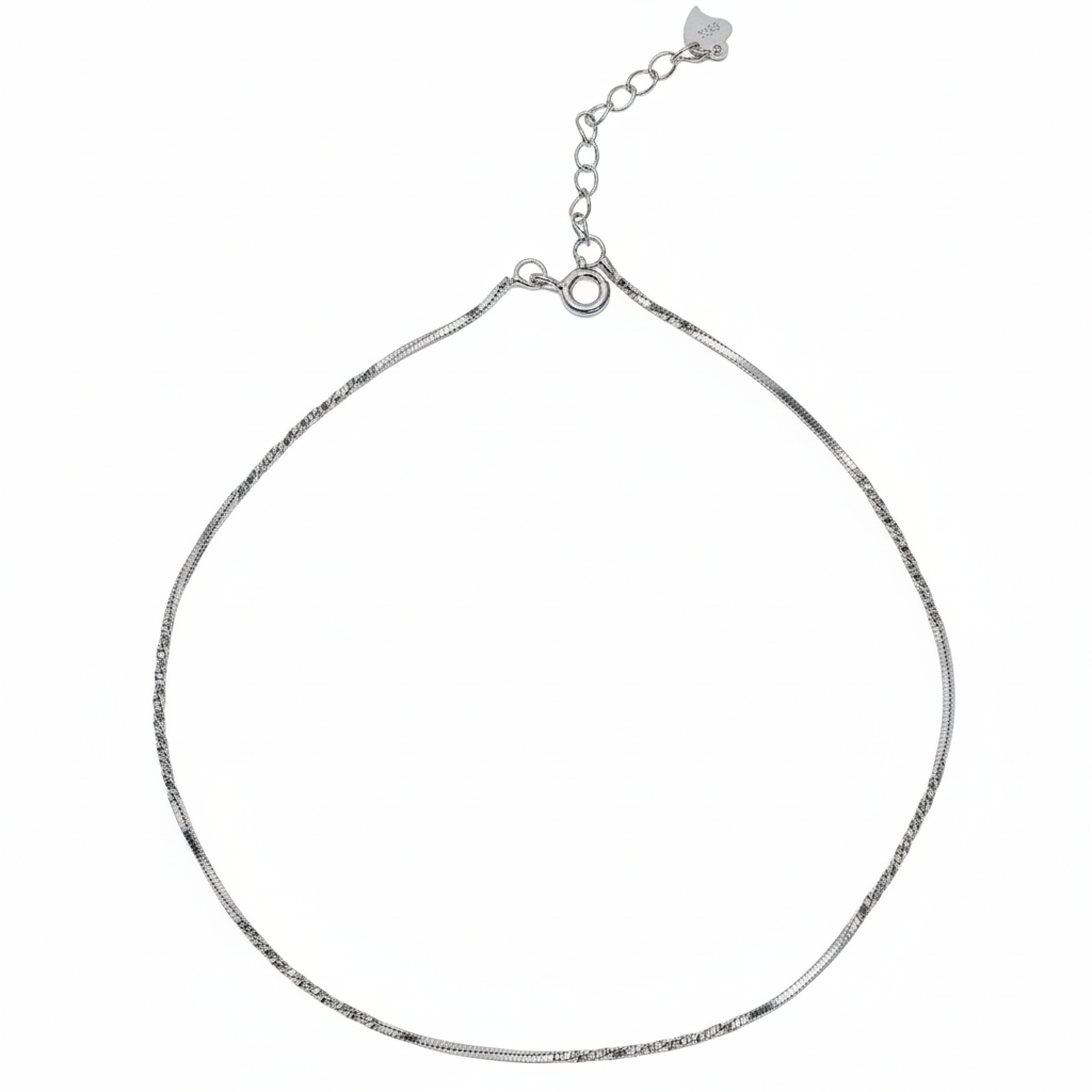 Silver sleek Twisted Box chain Anklet