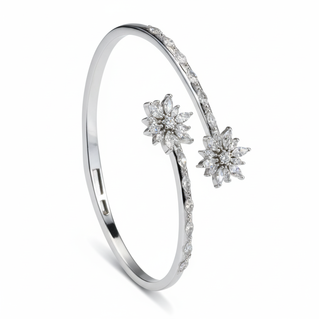 Silver Starlight Floral Bracelet For Her