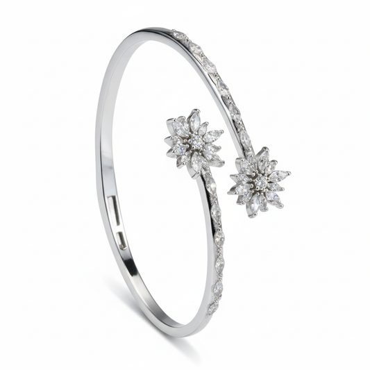 Silver Starlight Floral Bracelet For Her