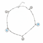 Silver Evil eye and Sun charms Anklet