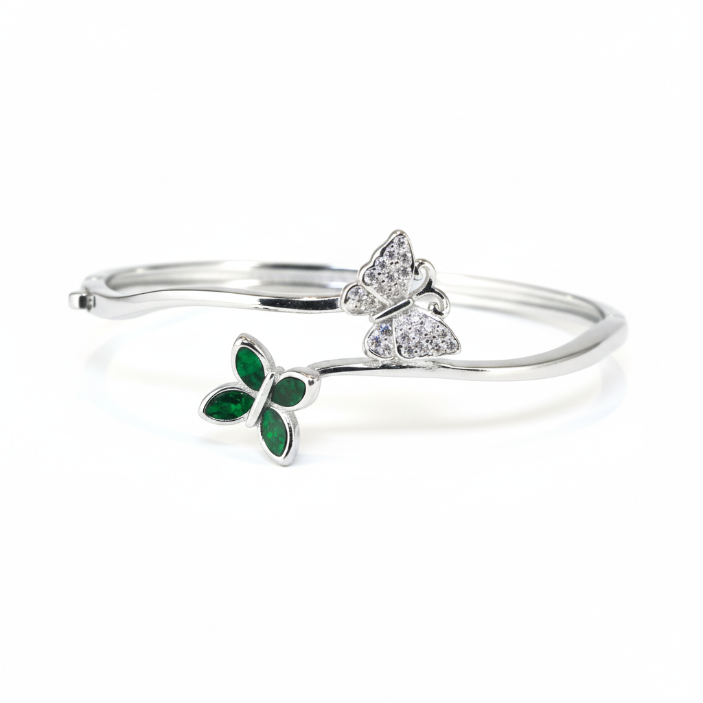 Silver Dual Butterfly Wrap Bracelet For Her