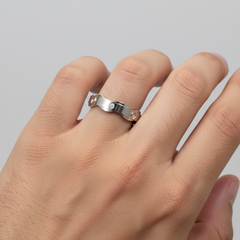 Sterling Silver Wavy Hexagon Motif Band Ring For Him