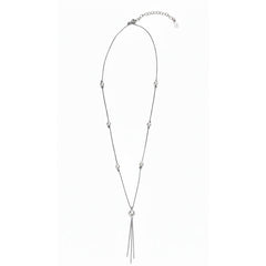 Silver Minimalist Pearl Drop Lariat Chain