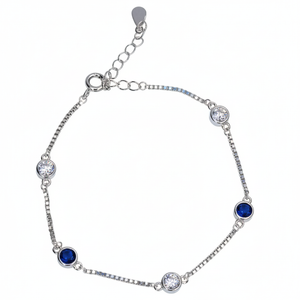 Silver Classic Blue and White Girlish Chain bracelet