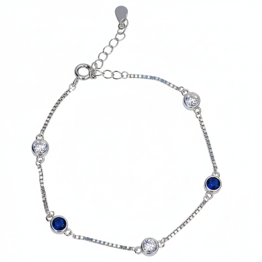 Silver Classic Blue and White Girlish Chain bracelet