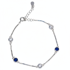 Silver Classic Blue and White Girlish Chain bracelet