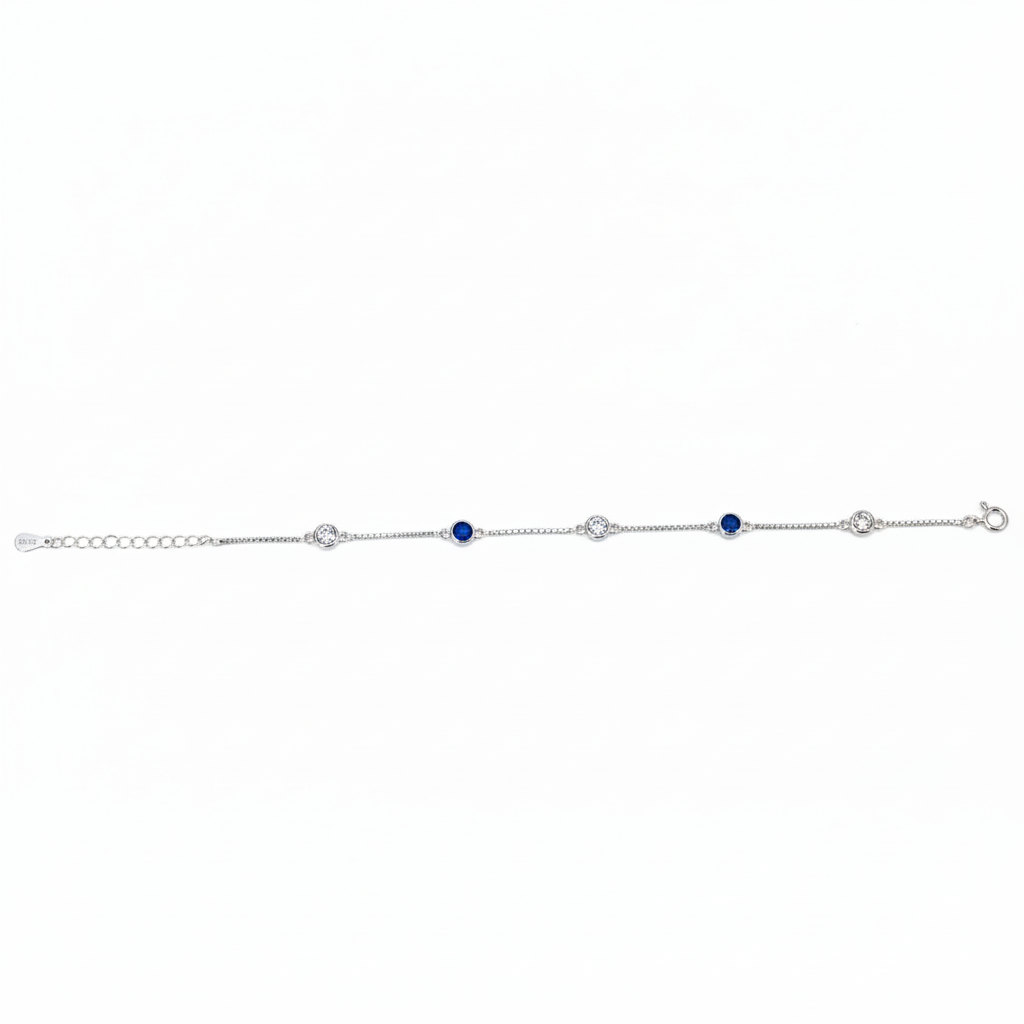 Silver Classic Blue and White Girlish Chain bracelet