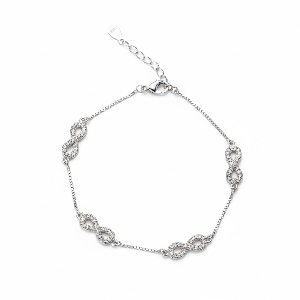 Silver Multi infinity Box chain Bracelet for her