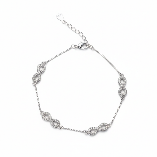 Silver Multi infinity Box chain Bracelet for her