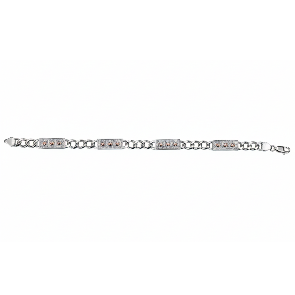 Silver Stellar Bolt Link Bracelet For Him