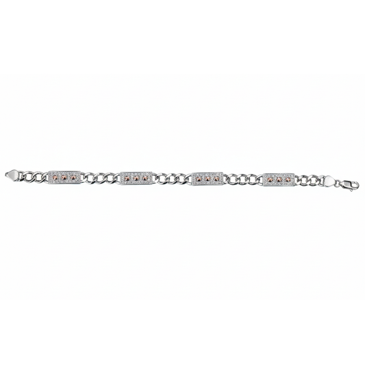 Silver Stellar Bolt Link Bracelet For Him
