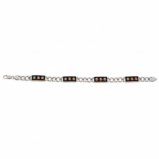 Silver Titan Rose Gold Screw Bracelet For Him
