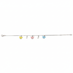 Silver Butterfly Charm Bracelet with Enamel & Pearl Drops