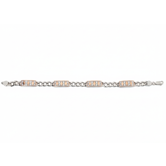 Silver Designer dual tone rose gold chain bracelet for men