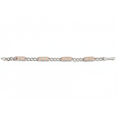 Silver Designer dual tone rose gold chain bracelet for men