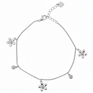Silver Cute Dangler flower Chain Bracelet for her
