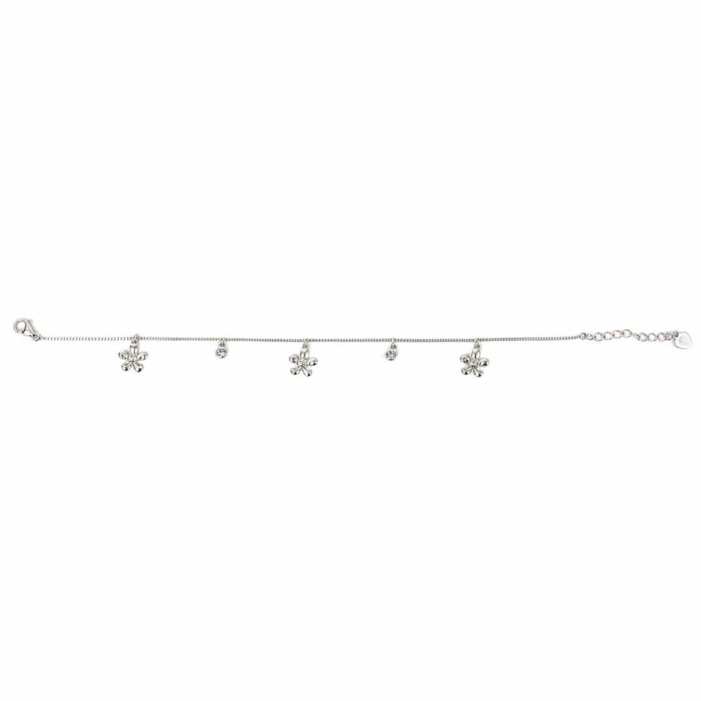 Silver Cute Dangler flower Chain Bracelet for her