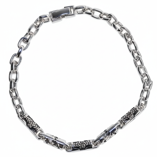 Silver Intricate Motif Bracelet for Him
