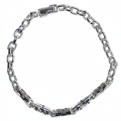 Silver Intricate Motif Bracelet for Him