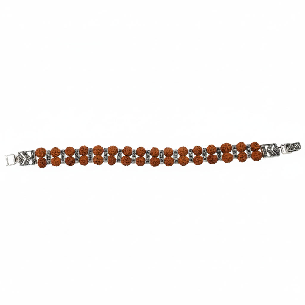 Silver Brown Rudraksha Bracelet for Him