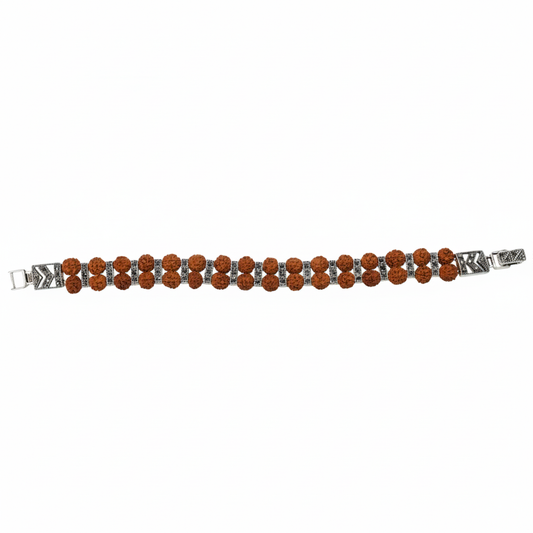 Silver Brown Rudraksha Bracelet for Him