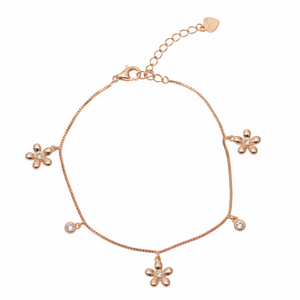 Rose gold Delicate Flower Charm Bracelet For her