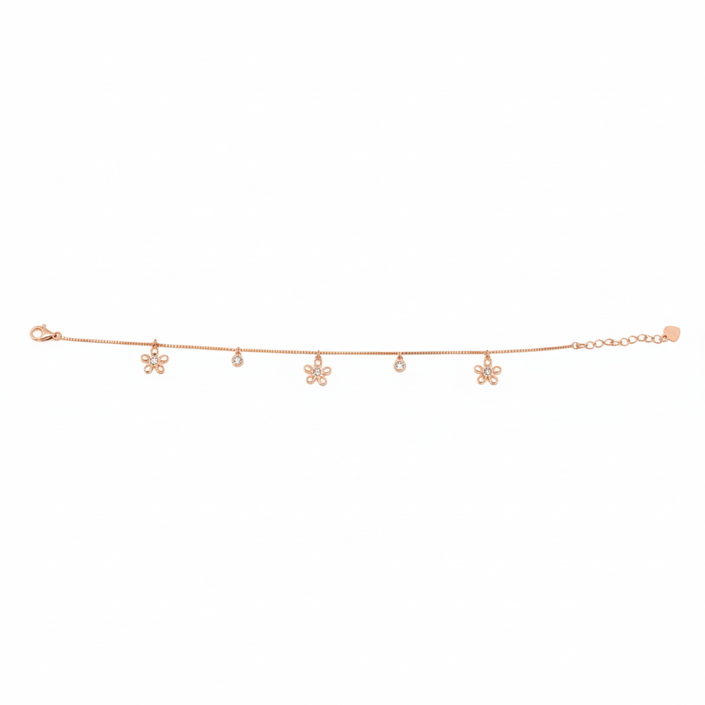 Rose gold Delicate Flower Charm Bracelet For her
