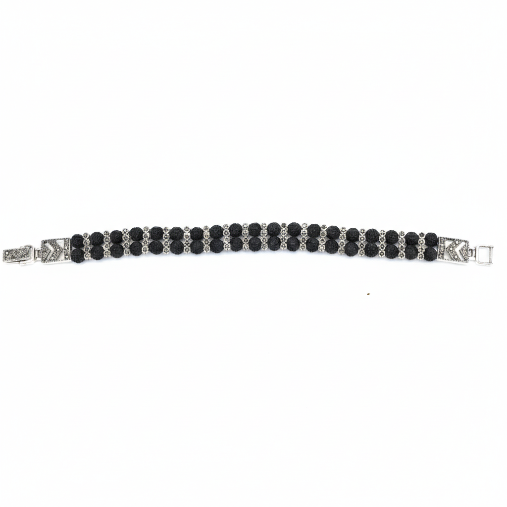 Silver Divine Rudraksha Double Row Bracelet for Him