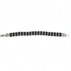 Silver Divine Rudraksha Double Row Bracelet for Him