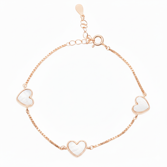 Rose gold Premium Mother of Pearl Heart Chain bracelet for her