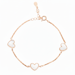 Rose gold Premium Mother of Pearl Heart Chain bracelet for her
