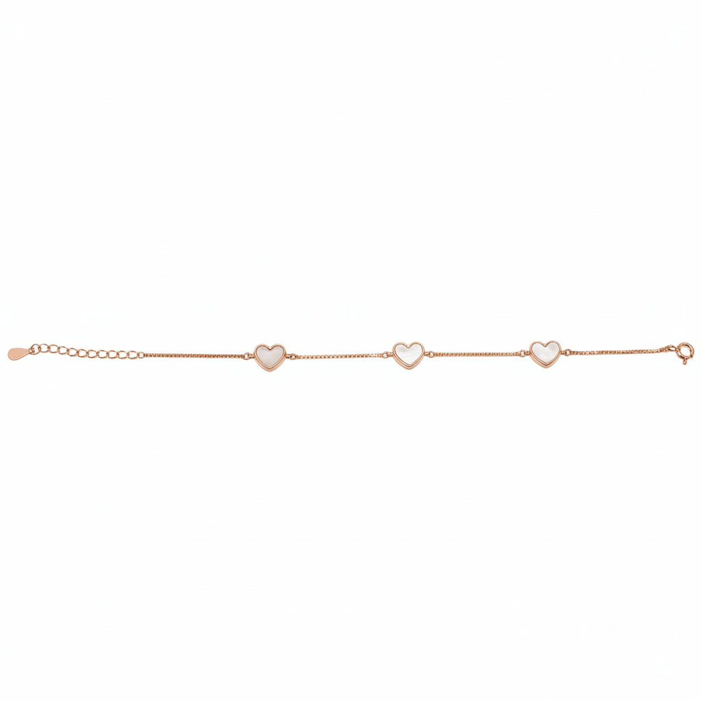 Rose gold Premium Mother of Pearl Heart Chain bracelet for her