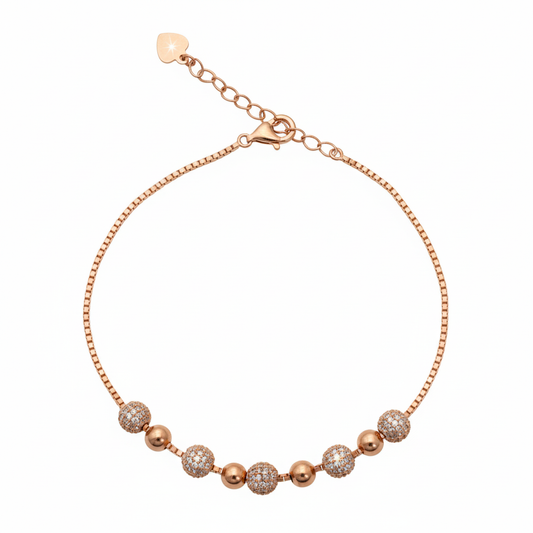 Rose gold Dazzling Beaded Bracelet with Disco balls